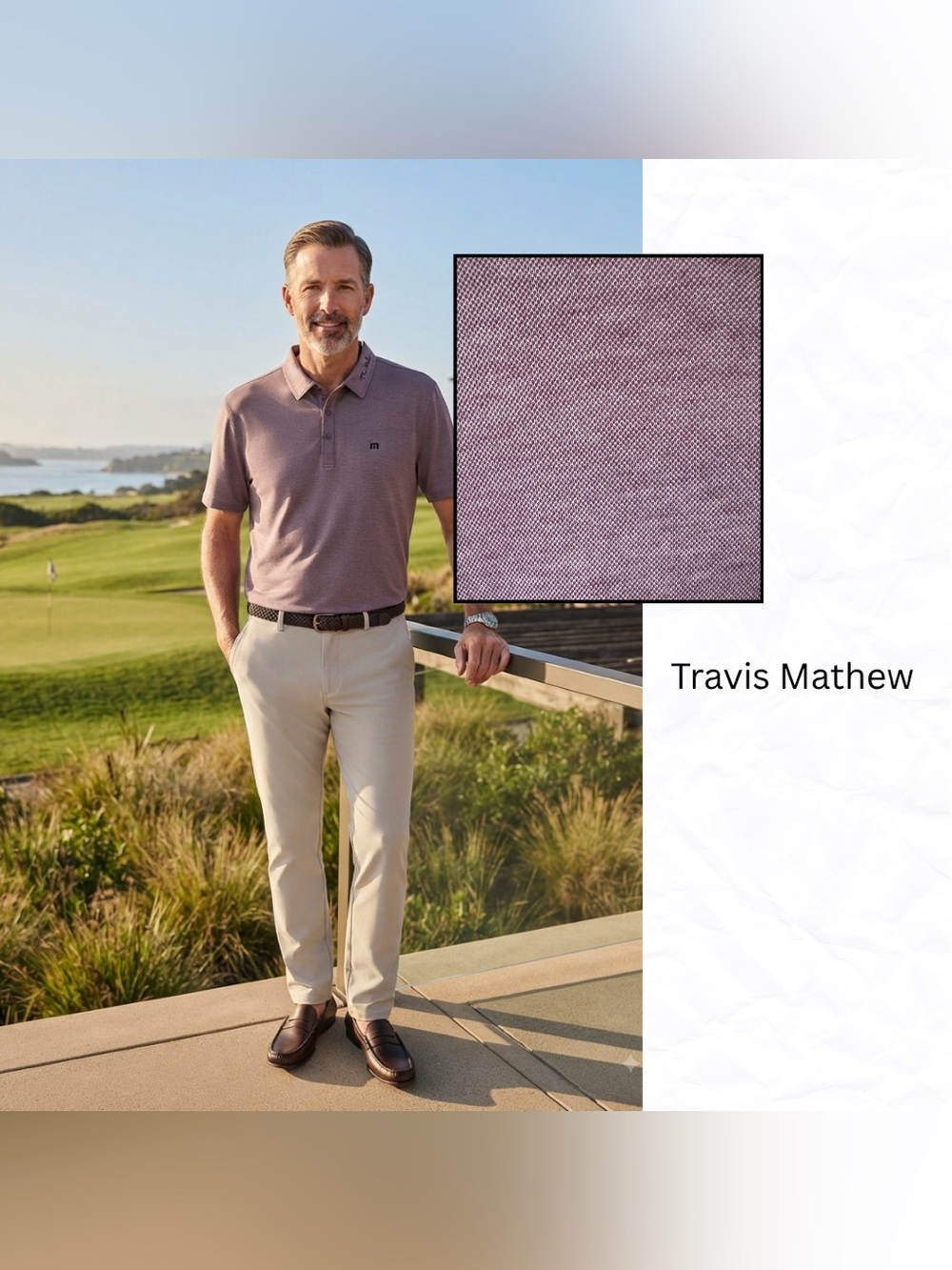 TravisMathew Heathered Plum Wine Golf Polo Shirt Men’s Size XL